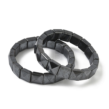 Natural Black Stone Beads Stretch Bracelets for Women Men BJEW-C097-06-12-1