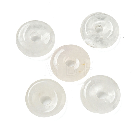Natural Quartz Crystal Rock Crystal Donut/Pi Disc Charms G-G142-01W-1