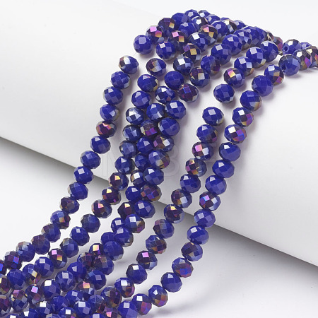 Electroplate Opaque Glass Beads Strands EGLA-A034-P8mm-F14-1