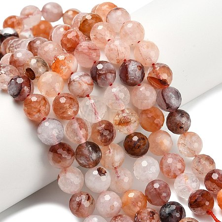 Grade A Natural Red Hematoid Quartz/Ferruginous Quartz Beads Strands G-L642-F03-10mm-1