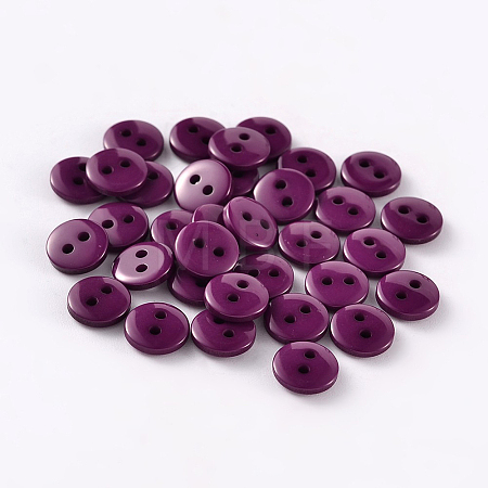 2-Hole Flat Round Resin Sewing Buttons for Costume Design BUTT-E119-24L-07-1
