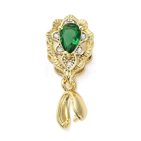 Brass Micro Pave Cubic Zirconia Pinch Bails KK-L229-027G-1