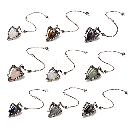 Mixed Gemstone Triangle Dowsing Pendulum Pendants G-G022-01R-1