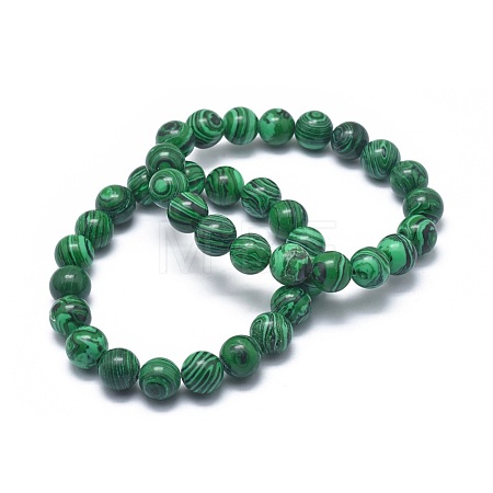 Synthetic Malachite(Dyed) Bead Stretch Bracelets BJEW-K212-C-031-1