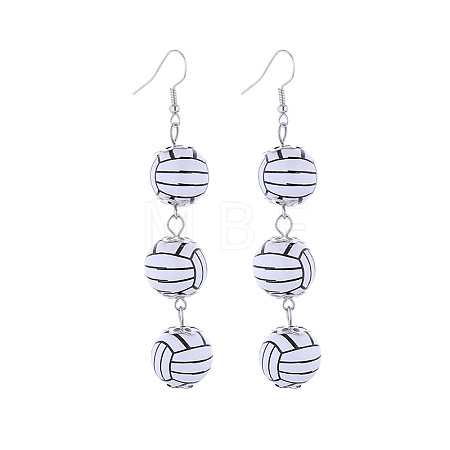 Sports Theme Alloy & Wood Dangle Earrings WGFF172-04-1