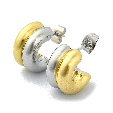 Ion Plating(IP) 304 Stainless Steel Ring Stud Earrings EJEW-C071-03GP-1