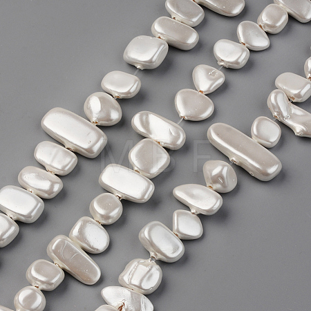 Spray Painted Natural Freshwater Shell Beads Strands SHEL-S276-89D-1
