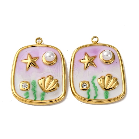 304 Stainless Steel Enamel Pendants X1-STAS-L299-18G-03-1