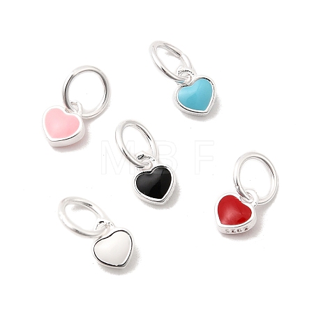 925 Sterling Silver Enamel Heart Charms STER-K188-07S-1