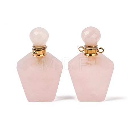 Natural Rose Quartz Openable Perfume Bottle Pendants G-I381-02G-04-1