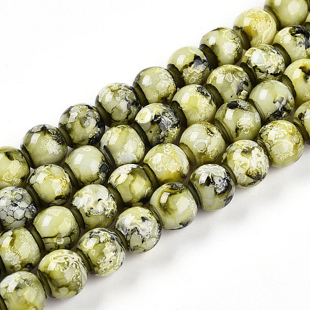 Baking Paint Glass Beads Strands DGLA-N003-10mm-A04-1