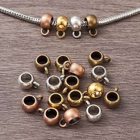 20Pcs 4 Colors Tibetan Style Alloy Rondelle Tube Bails FIND-YW0004-10-1