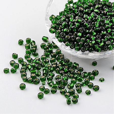 6/0 Round Silver Lined Round Hole Glass Seed Beads X-SEED-A005-4mm-27B-1