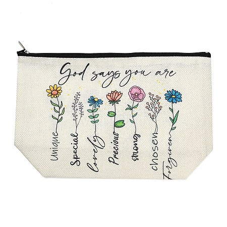 Printed Linen Storage Zipper Clutch Bags ABAG-Z002-01A-1