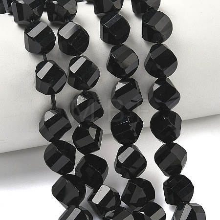 Natural Black Onyx Beads Strands G-C267-B10-1