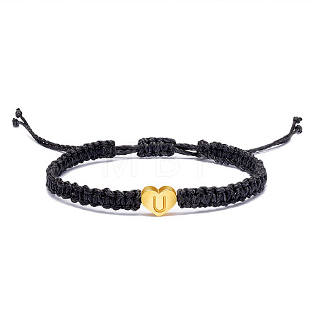 Alloy Heart with Letter Pattern Bead Braided Bead Bracelets FS-WGEB992-21-1