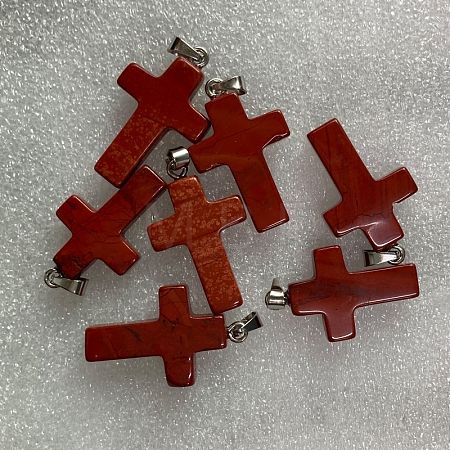 Natural Red Jasper Pendants G-PW0006-02P-12-1