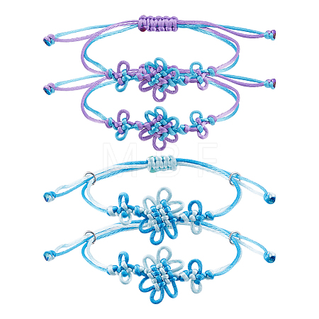 4Pcs 2 Colors Adjustable Cloth Cord Braided Bracelets for Women BJEW-FH0001-17-1