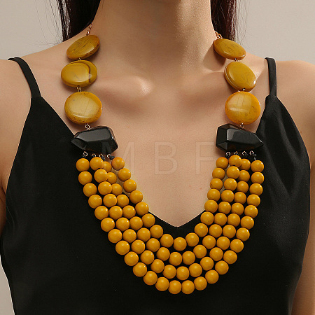 Bohemian Resin Round Beaded Chunky Necklaces for Women FS-WGA6DA1-01-1