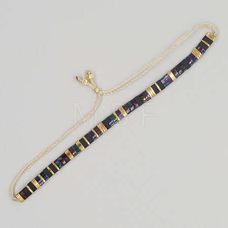 Vintage Ethnic Style Adjustable Glass Tila Beaded Handmade Slider Bracelets for Women ZN9527-3-1