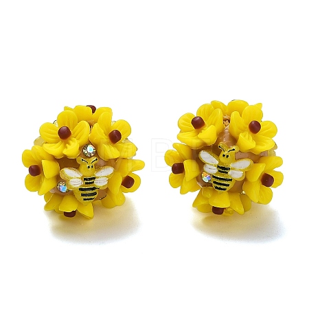 Polymer Clay Rhinestone Beads with Resin RESI-Z045-04-1