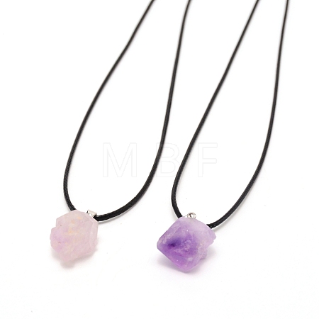 Nuggets Natural Amethyst Pendant Necklace NJEW-WH0002-08-1