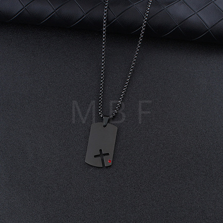 201 Stainless Steel Ruby Rhinestone Pendant Necklaces FS-WGBCC8A-03-1