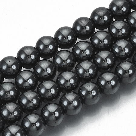 Non-magnetic Synthetic Hematite Beads Strands G-Q892-6mm-1