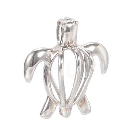 Hollow Brass Bead Cage Pendants KK-K124-09P-NR-1