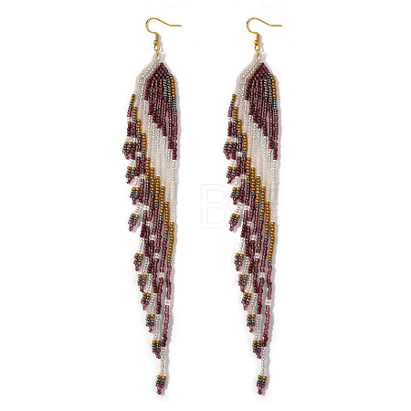 Bohemian Long Tassel Glass Seed Beaded Dangle Earrings for Women IW9172-1-1