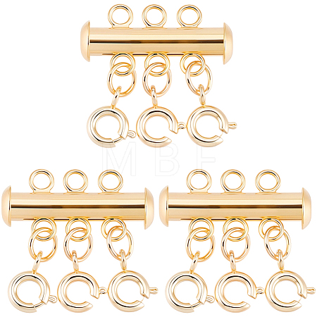 3Pcs 3 Holes Brass Slide Lock Clasps KK-BBC0027-60B-1