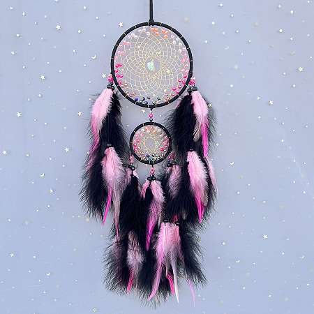 Feather Woven Web/Net with Feather Pendant Decorations PW-WGE515C-03-1