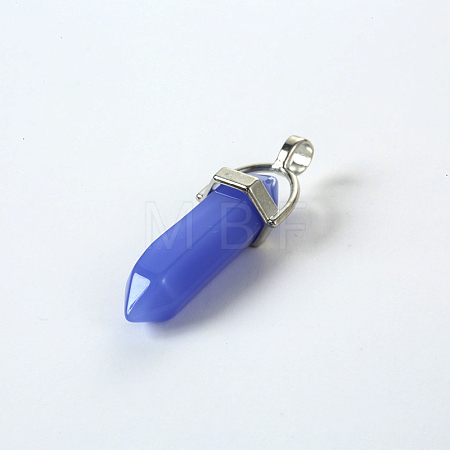 Bullet Imitation Jade Glass Pointed Pendants G-F295-01D-1