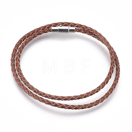Leather Braided Cord Wrap Bracelets/Necklaces BJEW-JB03918-02-1