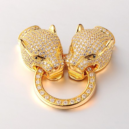 Brass Micro Pave Cubic Zirconia Fold Over Clasps ZIRC-M043-G-02-RS-1