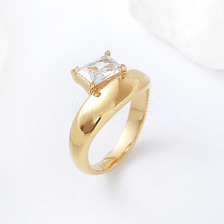 304 Stainless Steel Glass Finger Rings MD8256-1-1