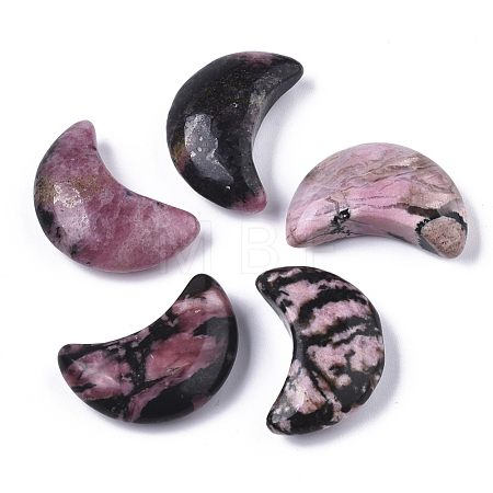 Moon Shape Natural Rhodonite Healing Crystal Pocket Palm Stones G-T132-001F-1