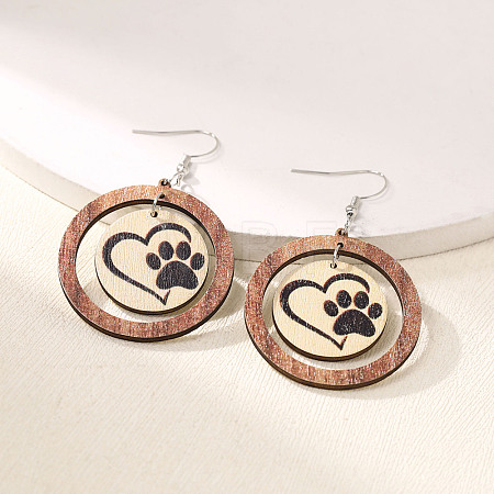 Valentine's Day Wood Dangle Earrings FS-WGB34A3-18-1