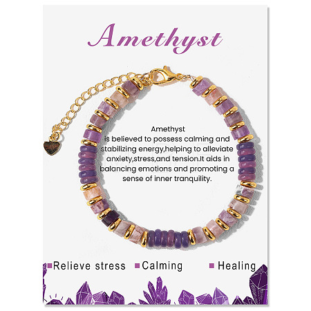 Adjustable Natural Amethyst Bead Bracelets PW-WG4E155-06-1
