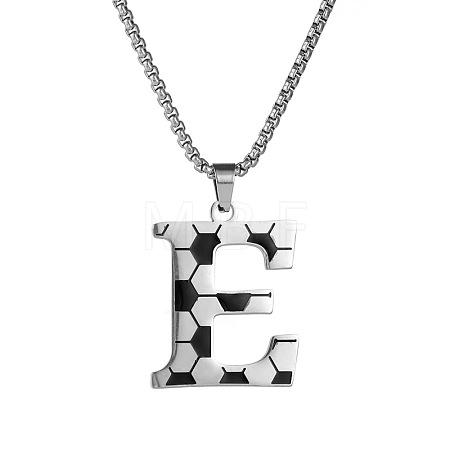 201 Stainless Steel Soccer Initial Pendant Necklacess for Men Women WG63E1E-25-1