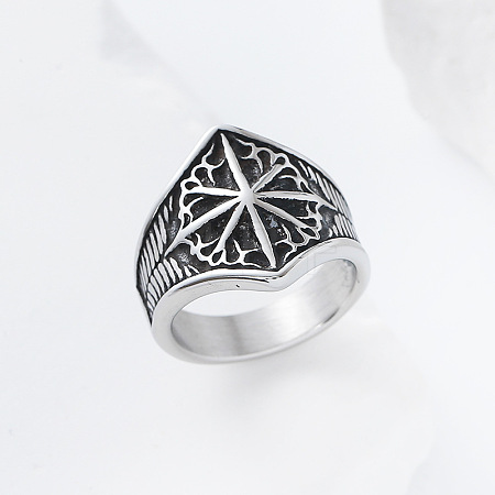 Eight-Point Star 304 Stainless Steel Finger Rings UT4019-3-1