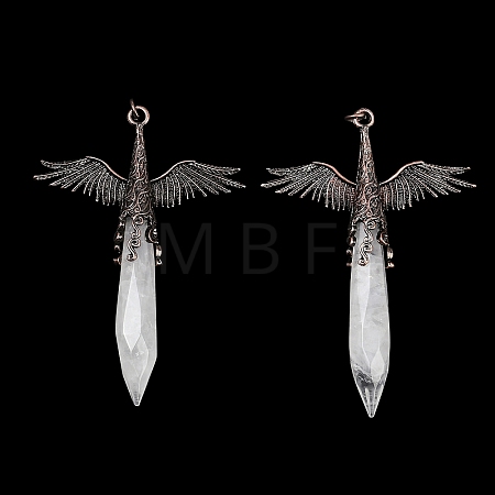 Natural Quartz Crystal Faceted Pointed Bullet Shaped Big Pendants G-T145-01R-04-1