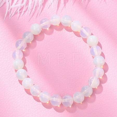 Opal Round Beaded Stretch Bracelets BJEW-F203-01-1