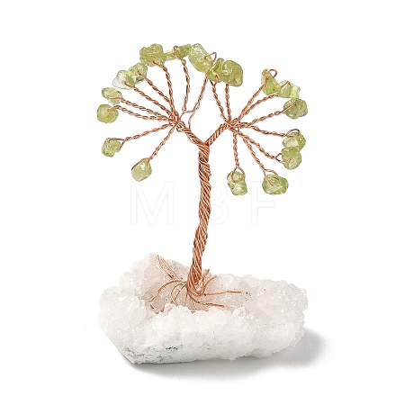 Natural Peridot Chips Tree of Life Decorations DJEW-P022-01B-08-1