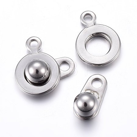 Non-Tarnish 201 Stainless Steel Snap Clasps X-STAS-C042-03P-1