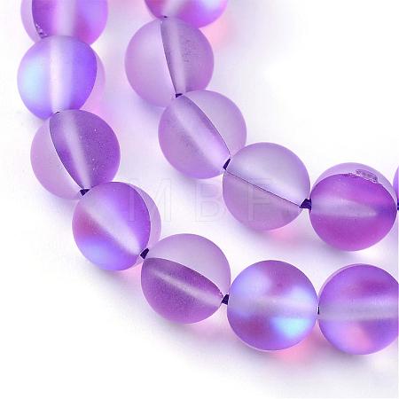 Synthetic Moonstone Beads Strands G-R375-8mm-A09-1