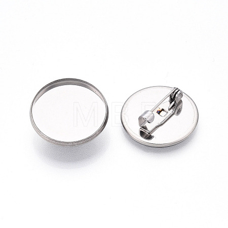 304 Stainless Steel Brooch Cabochon Settings X-STAS-E547-08D-P-1