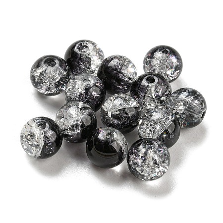 Transparent Spray Painting Crackle Glass Beads GLAA-L046-01B-19-1