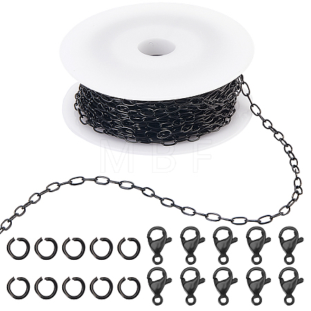 10M Ion Plating(IP) 304 Stainless Steel Paperclip Chains wih 50Pcs Open Jump Rings with 20Pcs  Lobster Claw Clasps FIND-SC0012-56C-1
