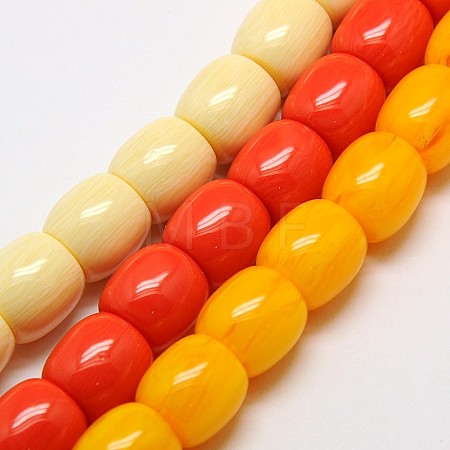 Imitation Amber Resin Drum Beads Strands for Buddhist Jewelry Making RESI-A009D-12mm-1